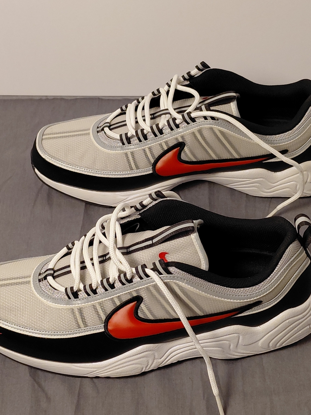 Nike Air Zoom Spiridon Metallic Silver Sport Red Mens 13